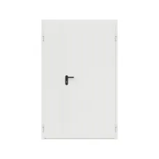 Дверь противопожарная металлическая сплошная двупольная неравнопольная угловая коробка ДПР-Олимп-02/30К (1350-2075, Правая, RAL 9016)