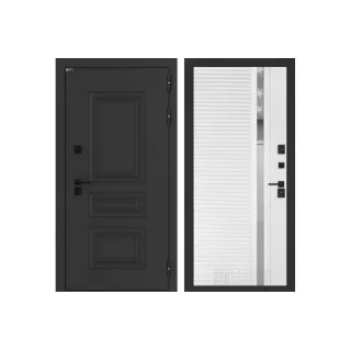 Входная дверь Аляска Лайт 31 - Белый софт, зеркальная вставка с тонировкой